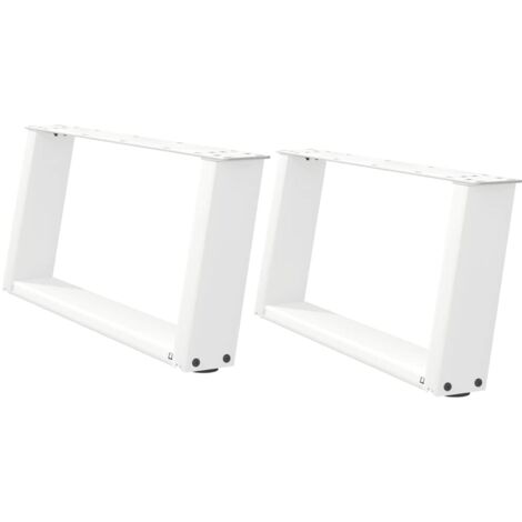 Pied de meuble，Pieds de table basse en U 2 pièces Blanc 60 x (30-31) cm Acier CFW72311