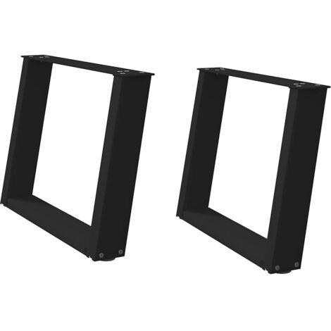 Pied de meuble，Pieds de table basse en U, 2 pièces, noir, 60 x (42-43) cm, acier CFW84684