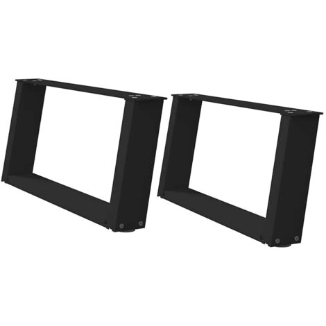 Pied de meuble，Pieds de table basse en U, 2 pièces, noir, 70 x (30-31) cm, acier CFW68996