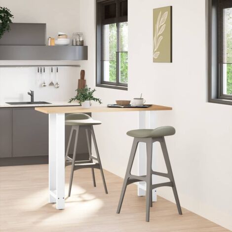 Pied de meuble，Pieds de table de bar Blanc 2 pièces 50 x (100-101) cm Acier CFW29214
