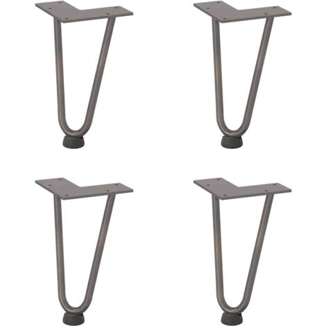 Pied de meuble，Pieds en épingle à cheveux pour table basse 4 pièces Acier naturel 20 cm Acier massif CFW58158
