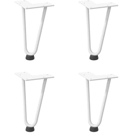 Pied de meuble，Pieds en épingle à cheveux pour table basse 4 pièces Blanc 20 cm Acier massif CFW23860