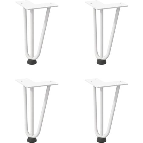 Pied de meuble，Pieds en épingle à cheveux pour table basse 4 pièces Blanc 20 cm Acier massif CFW69424