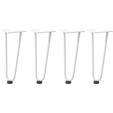 Pied de meuble，Pieds en épingle à cheveux pour table basse 4 pièces Blanc 30 cm Acier massif CFW45786