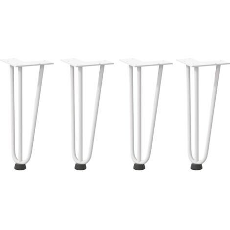 Pied de meuble，Pieds en épingle à cheveux pour table basse 4 pièces Blanc 30 cm Acier massif CFW58345