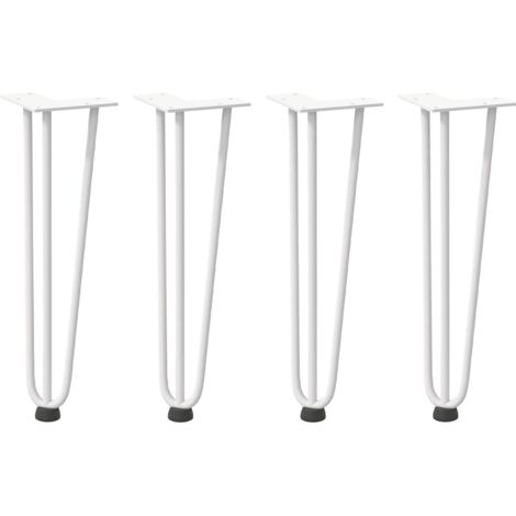 Pied de meuble，Pieds en épingle à cheveux pour table basse 4 pièces Blanc 42 cm Acier massif CFW74454