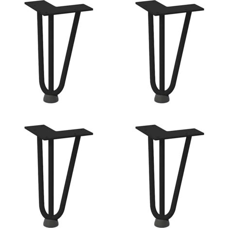 Pied de meuble，Pieds en épingle à cheveux pour table basse 4 pièces Noir 20 cm Acier massif CFW69460