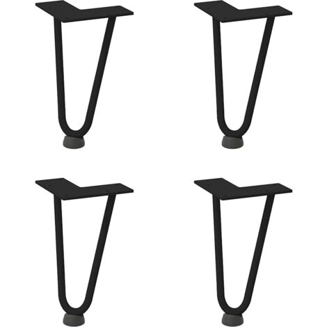 Pied de meuble，Pieds en épingle à cheveux pour table basse 4 pièces Noir 20 cm Acier massif CFW75380