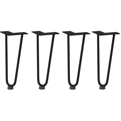 Pied de meuble，Pieds en épingle à cheveux pour table basse 4 pièces Noir 30 cm Acier massif CFW76369
