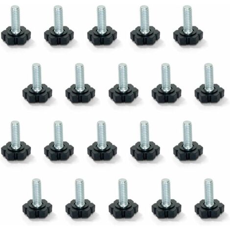 Pied de Nivellement pour Meubles, Filetage M6x30mm, Paquet de 20, Noir/Argent