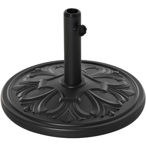 Pied de parasol Ø48 x 34 cm pour parasols Ø35/Ø38/Ø48 mm, en plastique et ciment, noir antique, support stable pour jardin et terrasse