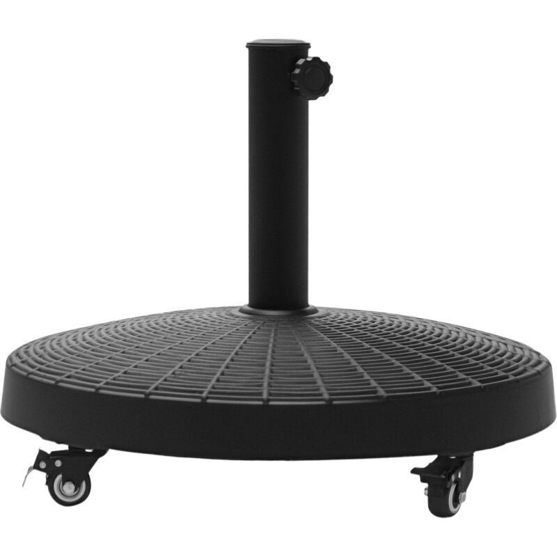 Pied de parasol base de lestage rond poids net 22,7kg en résine avec 4 roulettes - dim. ø 52 x 41H cm - noir - Noir