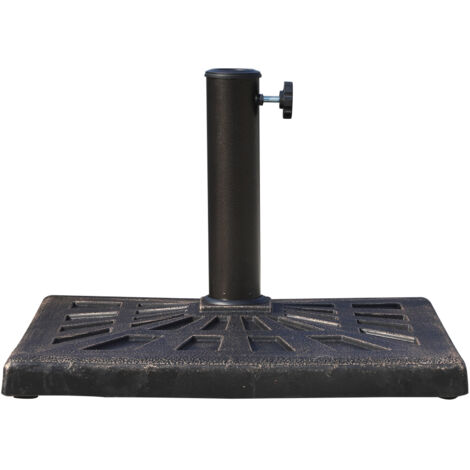 Pied de parasol base de lestage carrée 51L x 51l x H 32 cm résine imitation fonte poids net 15 Kg bronze