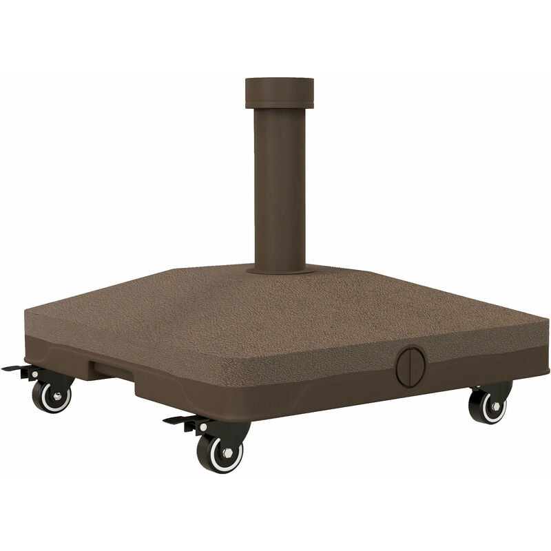 Pied de parasol base de lestage parasol carré hdpe surface granuleuse marron