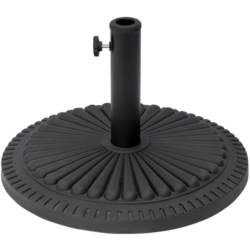 Pied de parasol base de lestage parasol rond ciment hdpe motif rosace ø 49 cm poids net 15 Kg noir