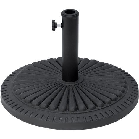Pied de parasol base de lestage parasol rond ciment HDPE motif rosace Ø 49 cm poids net 15 Kg noir