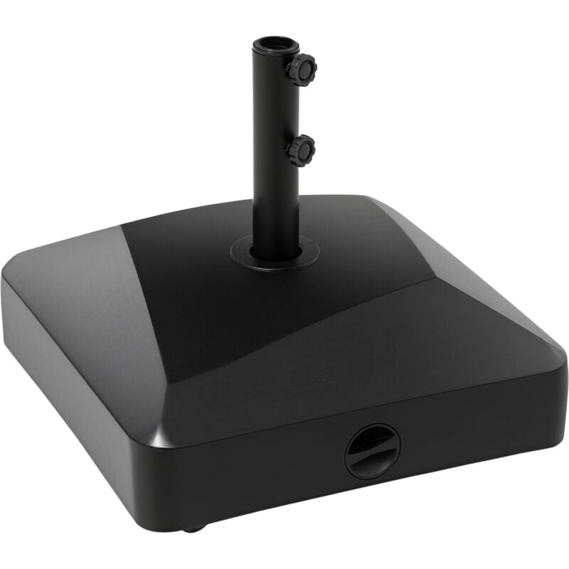 Pied de parasol carré à lester - dim. 54,5 x 54,5 x 48 cm - roulettes pe noir