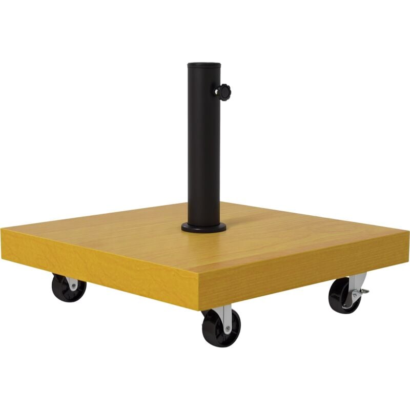 Pied de parasol carré - base de lestage poids net 25 Kg métal 4 roulettes