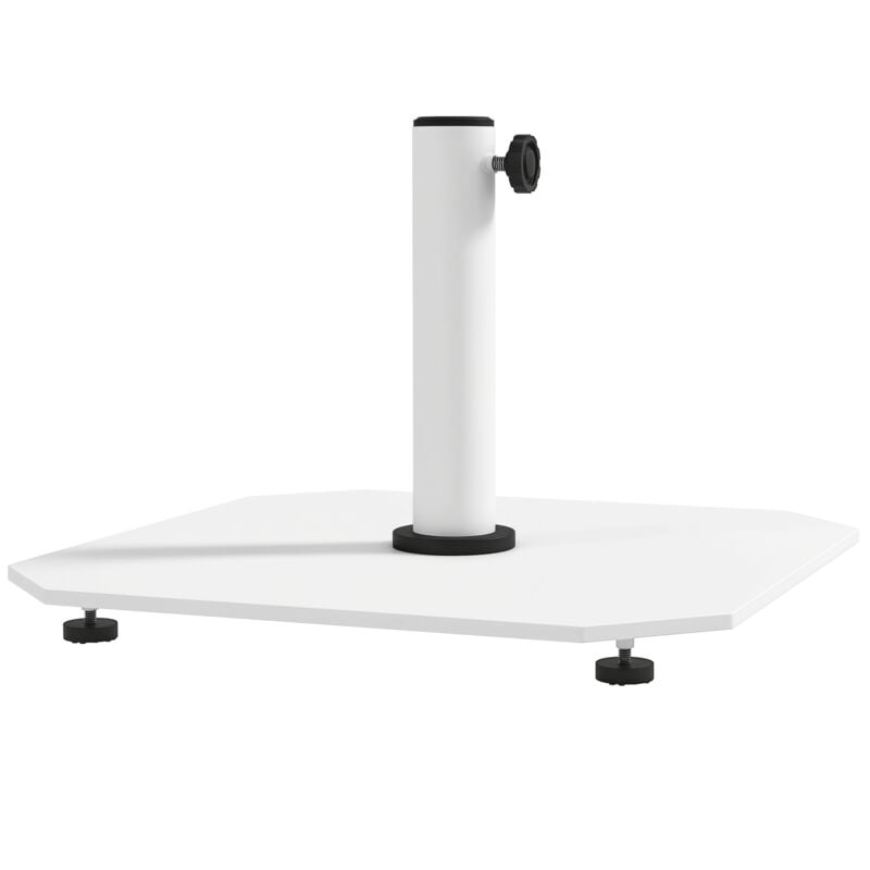 Pied de parasol carré dim. 49 x 49 cm poids net 18,5 Kg pieds de nivellement antidérapants fonte blanc