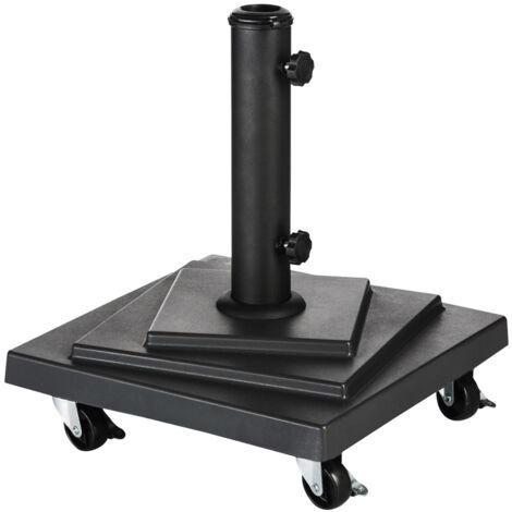 Pied de parasol carré sur roues 15 kg Noir