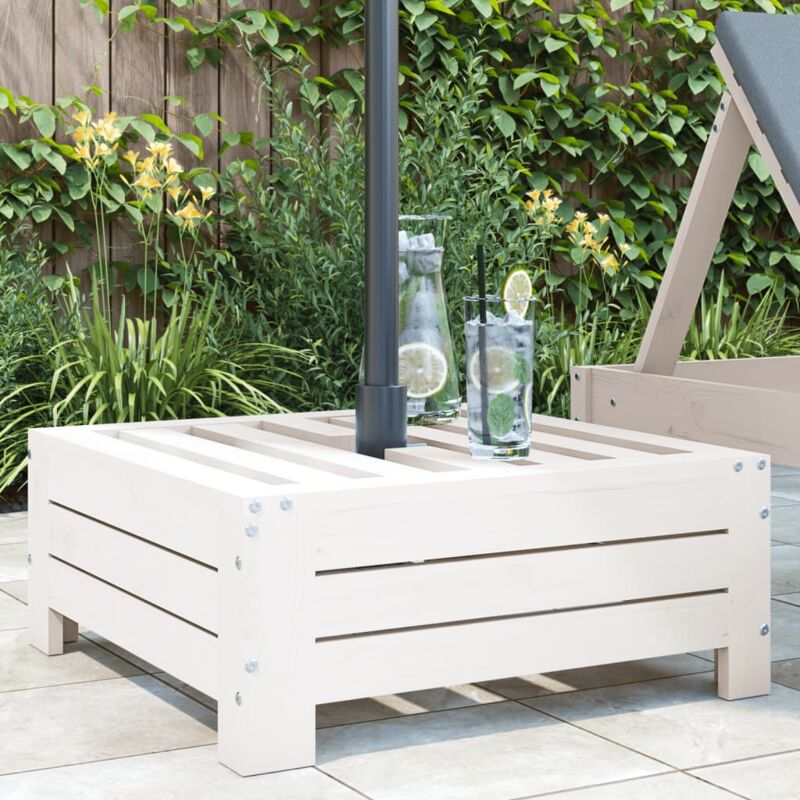 Maisonchic - Pied de parasol, Couvercle de base de parasol blanc bois massif de pin CON925164 design in