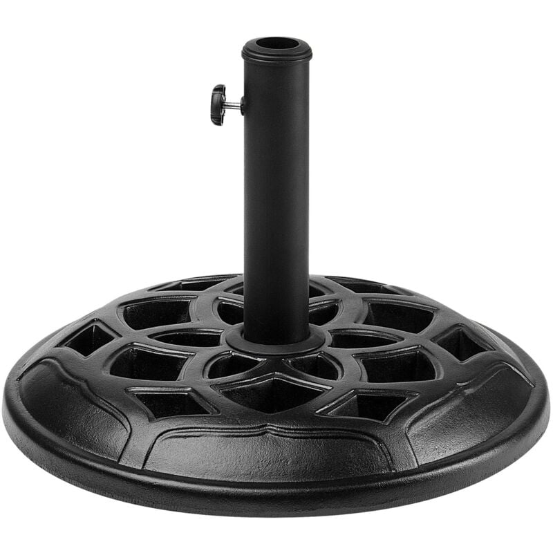 Pied de Parasol Rond en Béton Noir à Motifs Diamètre 50 cm Structure Solide et Stable de 23 kg Beliani