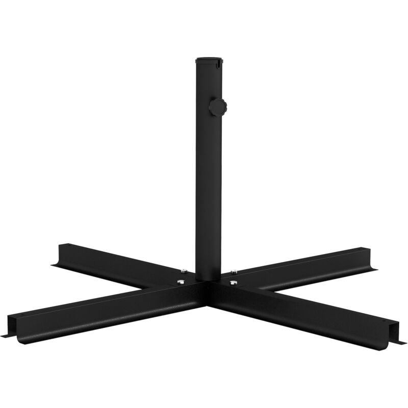 Pied de parasol base de parasol support de parasol en croix dim. 100L x 100l x 75H cm métal époxy noir