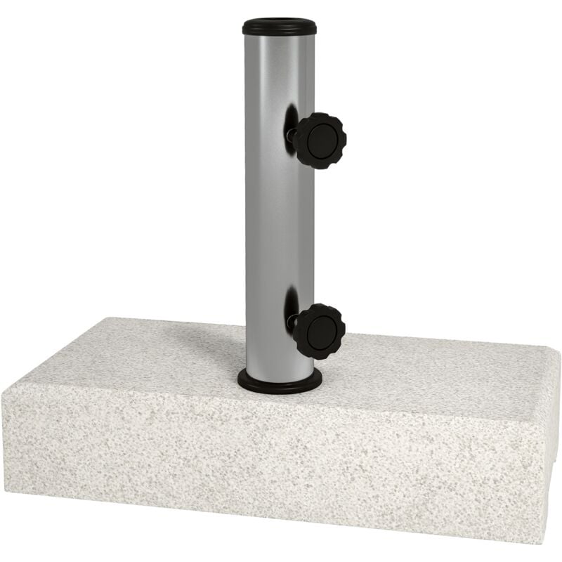 Pied de parasol en granite gris - poids net 25 Kg - 2 vis de serrage - compatible mât 32 à 48 mm