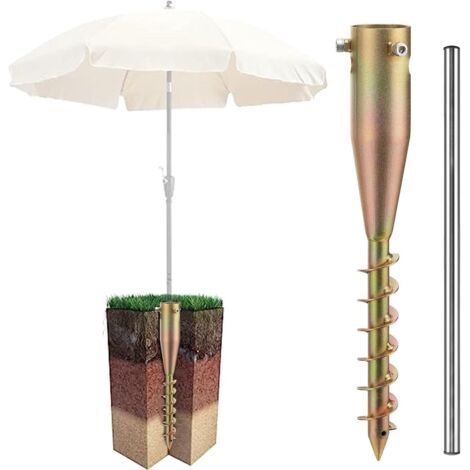 Pied de parasol en métal coloré, lourd, 57 cm, ancrage avec tige à vis, broche de sol avec diamètre de tige