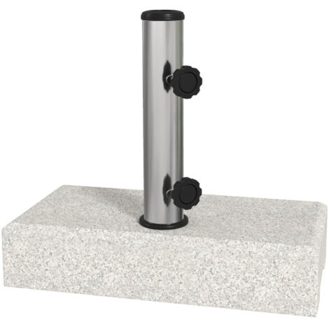 Pied de parasol, granit gris, 25 kg, base stable, diamètre du mât 32/38/48 mm, pour jardin et balcon, pied de parasol extérieur - 45 x 22,5 x 40 cm