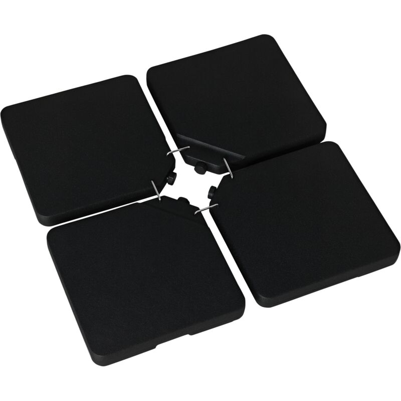Pied de parasol lot de 4 dalles pour parasol à lester dim. tot. 100L x 100l x 6,8H cm hdpe surface granuleuse noir
