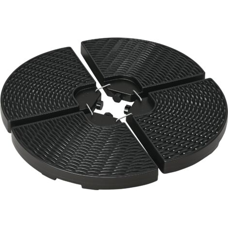 Pied de parasol lot de 4 dalles pour parasol à lester dim. tot. 100L x 100l x 8H cm HDPE aspect rotin noir