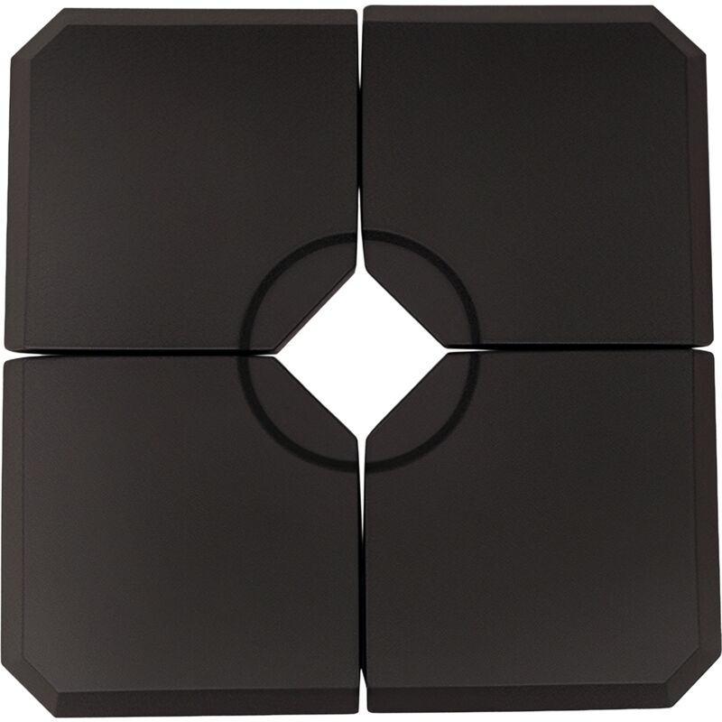 Pied de parasol lot de 4 dalles pour parasol à lester dim. tot. 100L x 100l x 9,5H cm hdpe noir