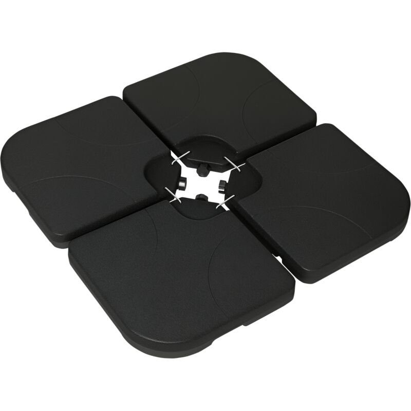 Pied de parasol lot de 4 dalles pour parasol à lester dim. tot. 104L x 104l x 7,5H cm hdpe noir