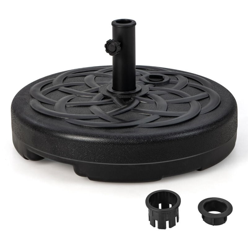Pied de parasol lourd pour parasol diamètre 38 et 48 mm socle parasol extérieur en hdpe rempli de 39kg sable/ 23 litres eau 56 x 30 cm