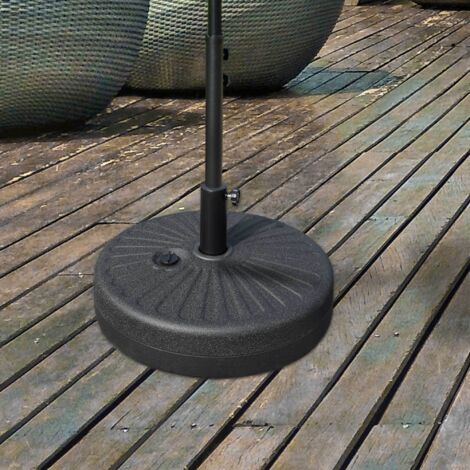 Pied de parasol Outsunny 22 kg. support rond pour parasol. poids pour parasol. compatible avec les parasols à tube de 38/48 mm de diamètre. pour balcon. terrasse. jardin. noir