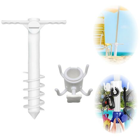 Pied de parasol, Parapluie de Ancre de Sable Support en avec Support Crochet de Suspension pour Patio Pelouse Jardin pour Toutes Les Parapluies 22-36mm