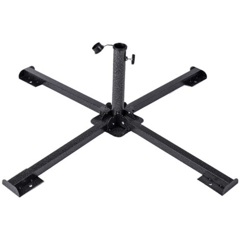 Pied de parasol pliable en acier – Dimensions 86x34 cm – Support pour mât de 38 à 50 mm – Léger et compact pour terrasse et jardin