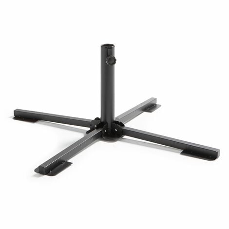 Pied de parasol pliant acier noir 84 x 84 cm