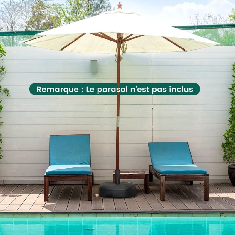 Maisonchic - Pied de Parasol pour Parasolφ38 mm/48 mm Socle Parasol Extérieur en hdpe Rempli de 30 kg Sable/ 15,5L Eau Dia.45 x H30 cm design in