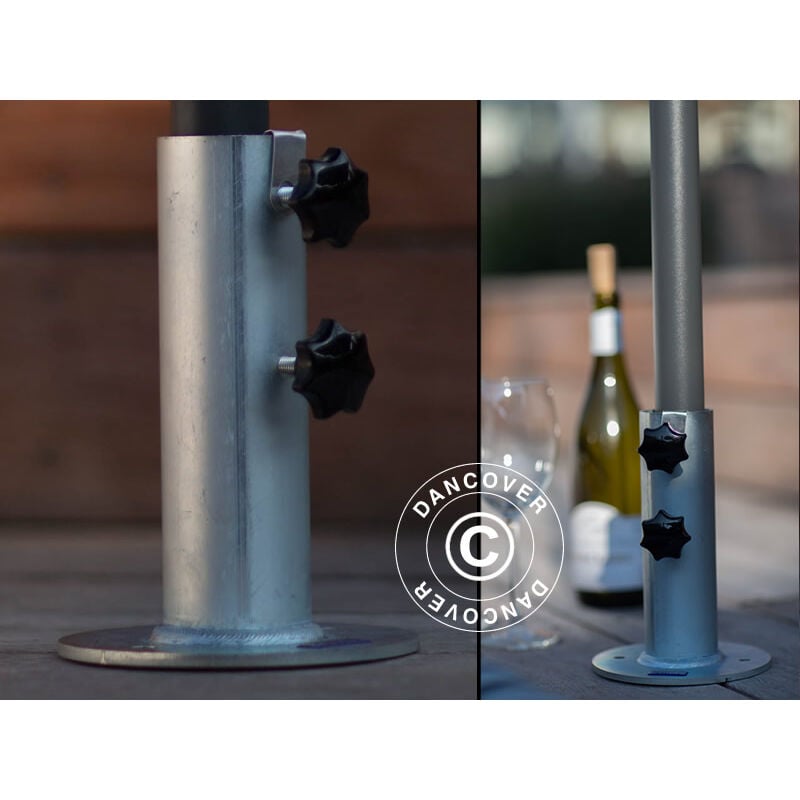 Pied de parasol pour terrasse en bois, Argenté