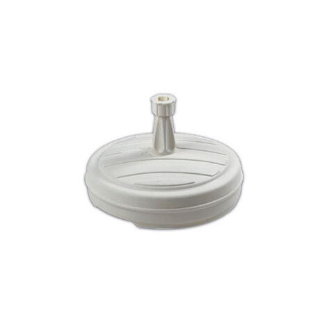 Pied de parasol rond 13L en polyéthylène – Remplissage eau/sable pour stabilité – Compatible mâts 18 à 32 mm – Dimensions Ø 43 x H 28 cm