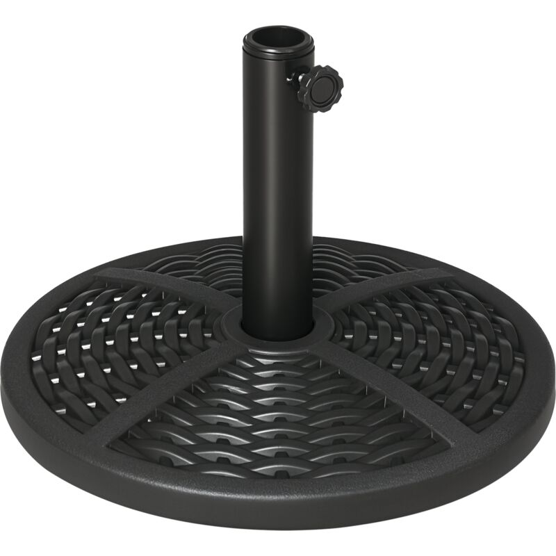 Pied de parasol rond base de lestage ø 45 x 33H cm hdpe aspect rotin tressé poids net 8 Kg noir