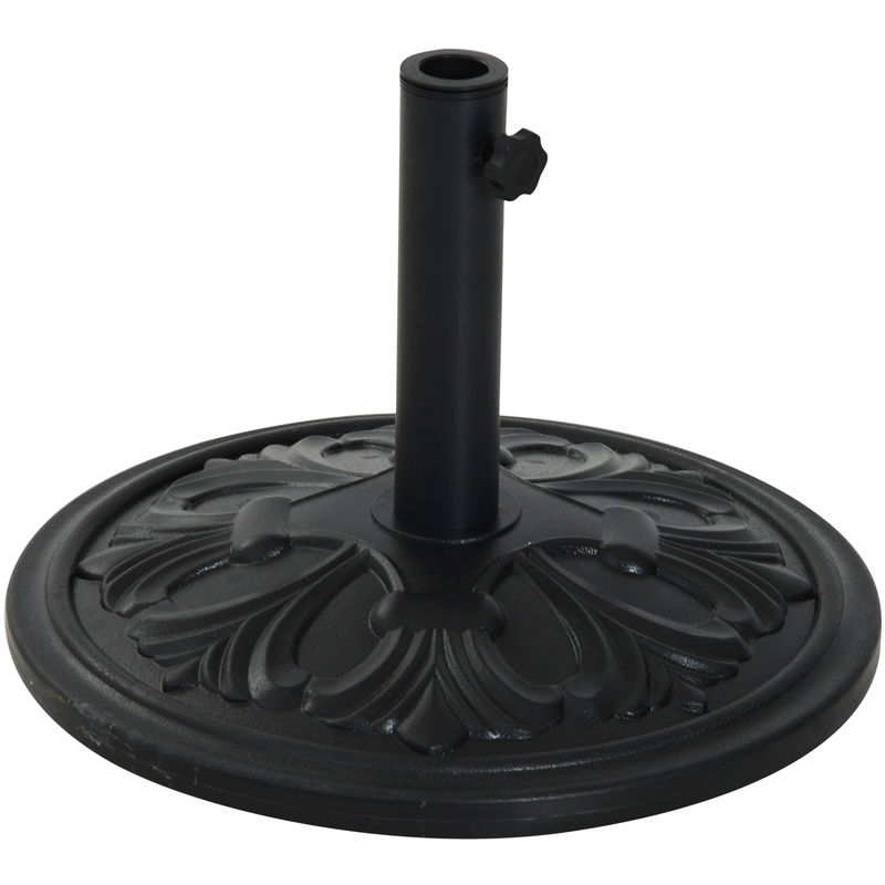 Pied de parasol rond base de lestage ø 48 x 34H cm ciment hdpe motif fleurs de lys poids net 13 Kg noir - Noir