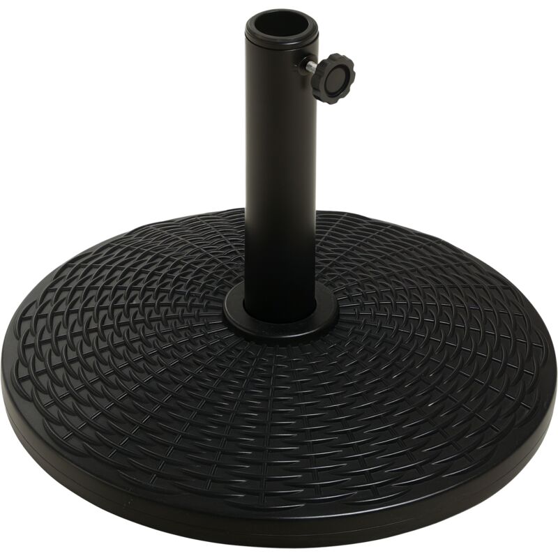 Outsunny Pied de Parasol Rond Base de lestage &Oslash; 44,5 x 32 cm r&eacute;sine Imitation rotin Noir Bronze