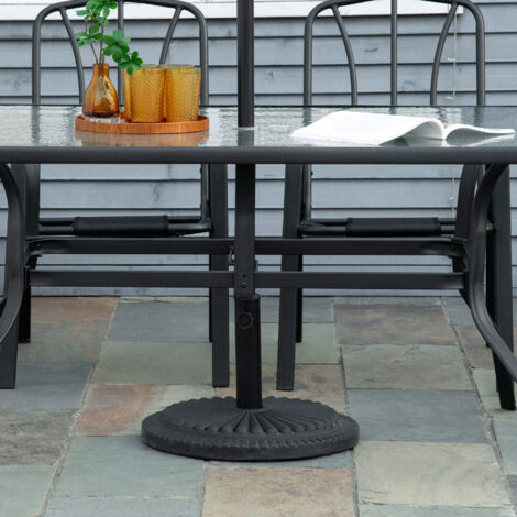 Pied de parasol rond en PEHD, 14 kg, pour mâts de Ф35-38-48 mm. Ø49 x 32 cm (H). Noir.