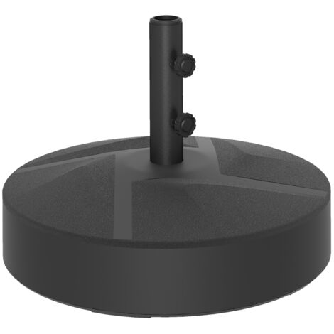 Pied de parasol round, socle parasol extérieur à remplir avec 25 L d'eau / 30 kg de sable, 56 x 56 x 40 cm, noir