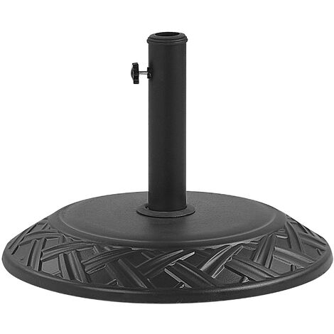 Pied de Parasol Socle 50 cm de Diamètre en Béton Noir avec Ornements Décoratifs Idéal comme Support pour Parasol de Jardin Beliani - Noir