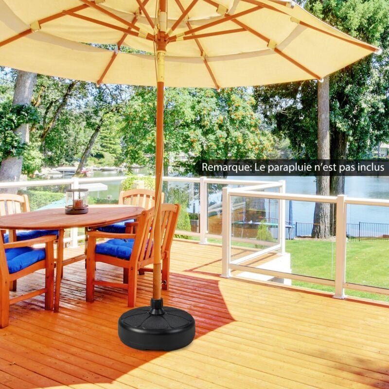 Maisonchic - Pied de Parasol Socle Parasol Extérieur en hdpe pour Parasol φ38mm Rempli de 15Kg Sable / 9,5L Eau Dia.37 x H19 cm design in