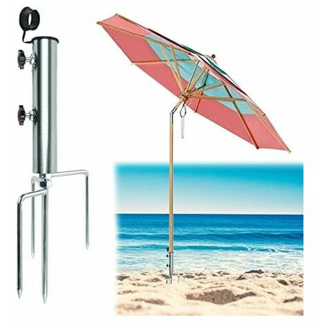 Pied de Parasol, Support de Parasol avec Ancrage au Sol, Ancrage Support de Parasol, Support de Parasol PourJardin, Support de Parasol Amovible pour Parc, Terrasse, Jardin, Pêche, Camping